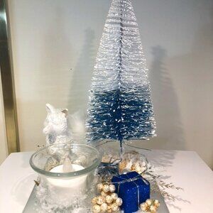 Winter scene handmade candle holder